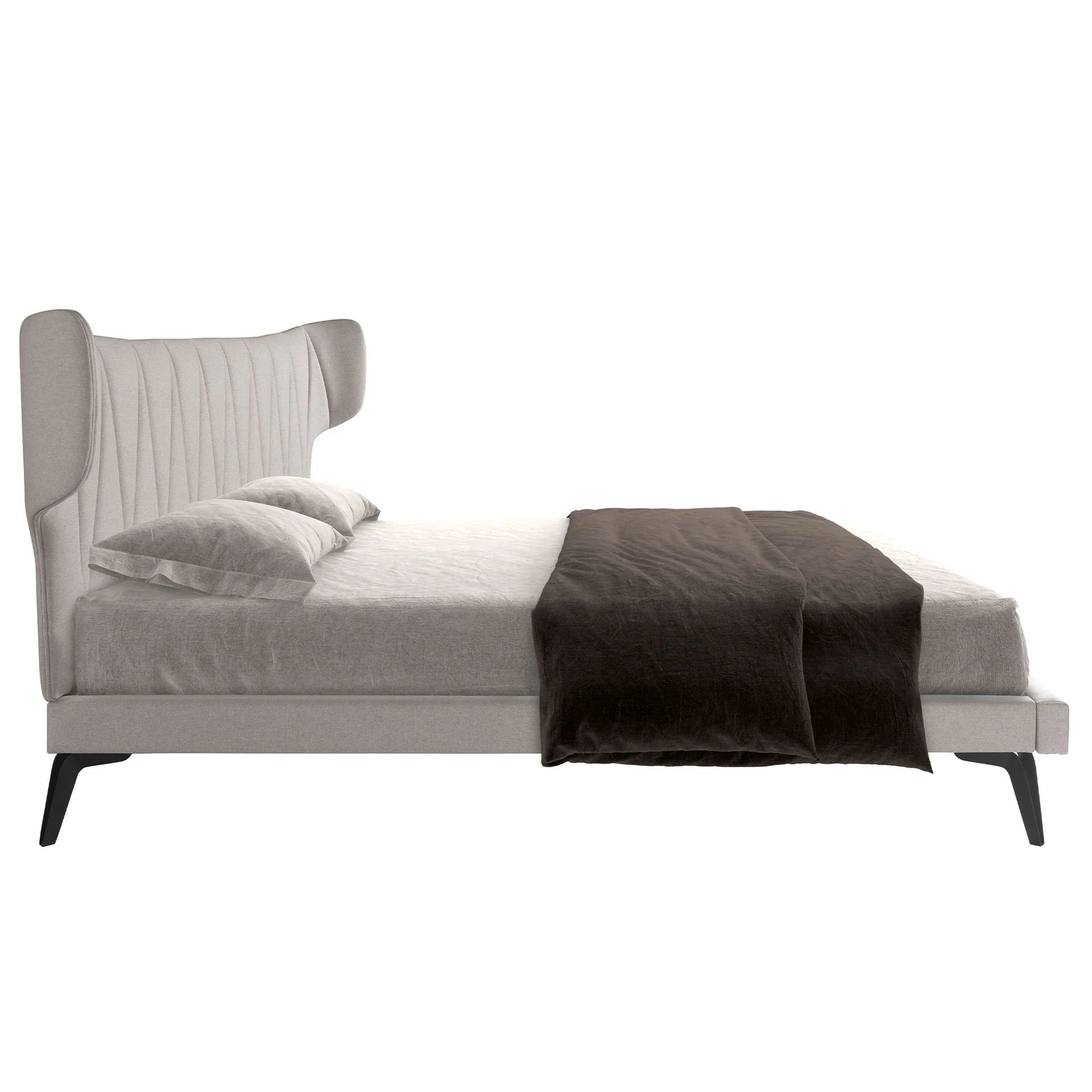 Muenchen 180x200 Polsterbett Stoff LINA color hellgrau side