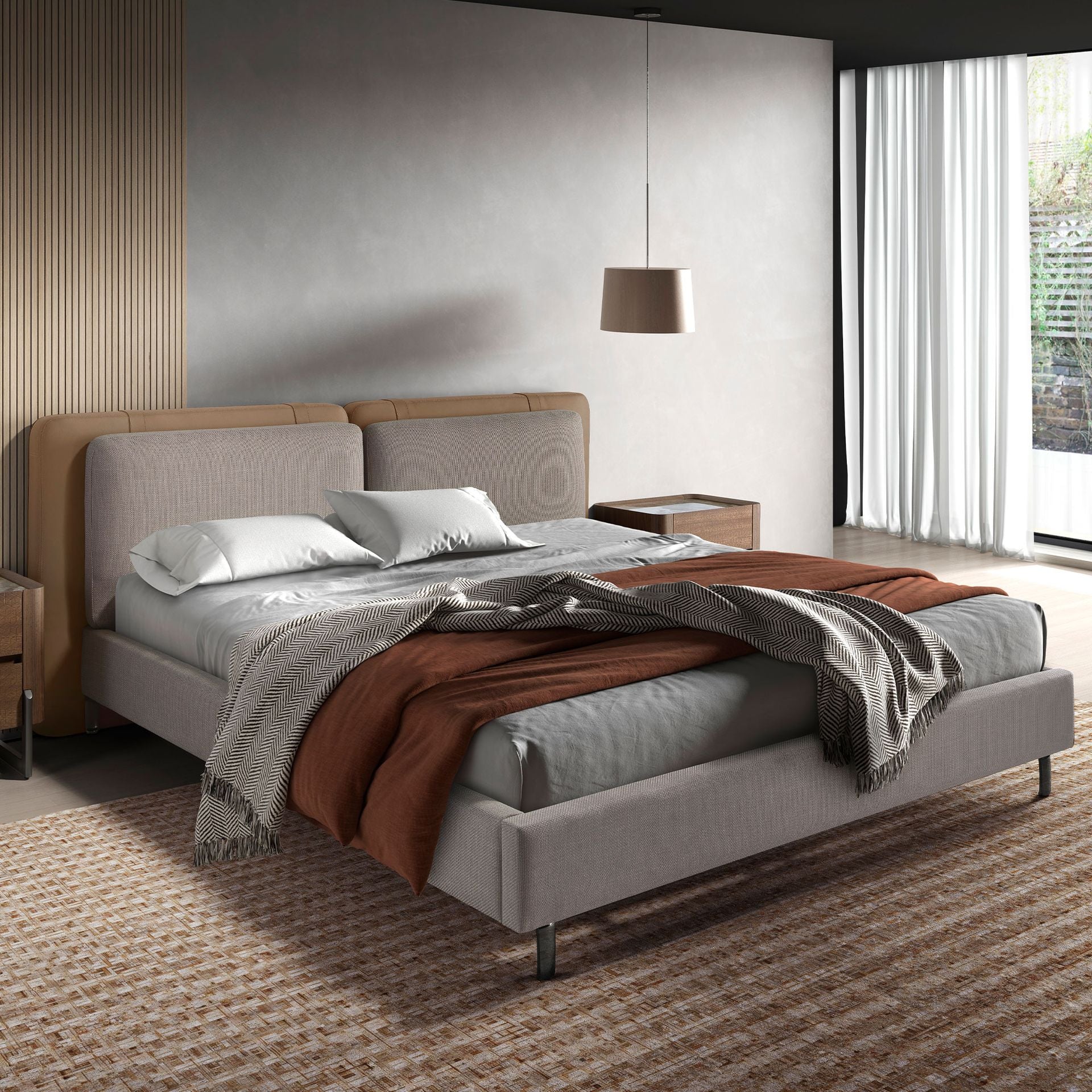 Stuttgart 180x200 Polsterbett MaterialMix LENO color mink grau main 02