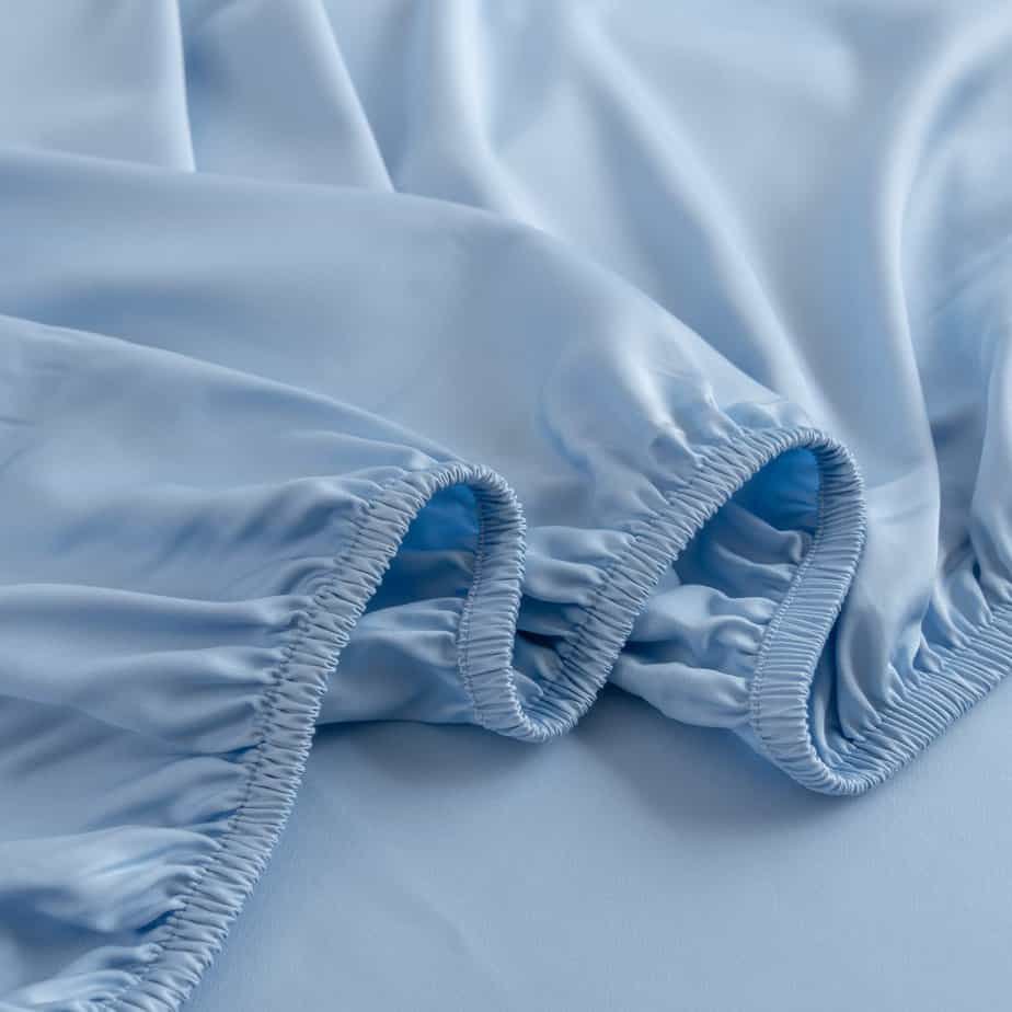 Folded Sky Blue bamboo fabric showing its natural sheen