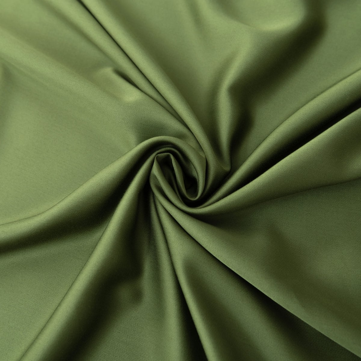 Close-up of the silky, swirled 400TC bamboo fabric in Deep Moss showing its smooth sheen