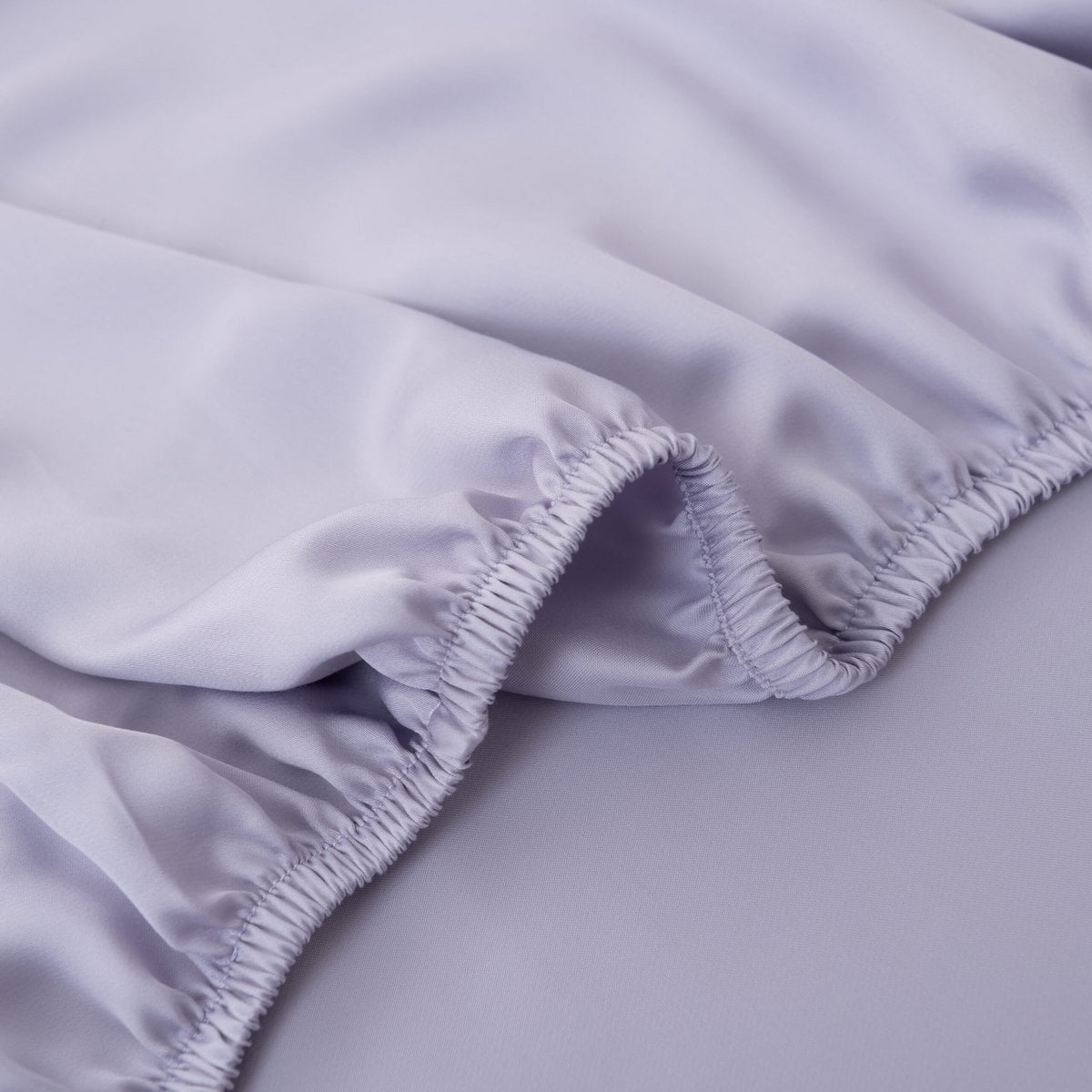 Lavender Mist bamboo fitted sheet laid flat on the mattress