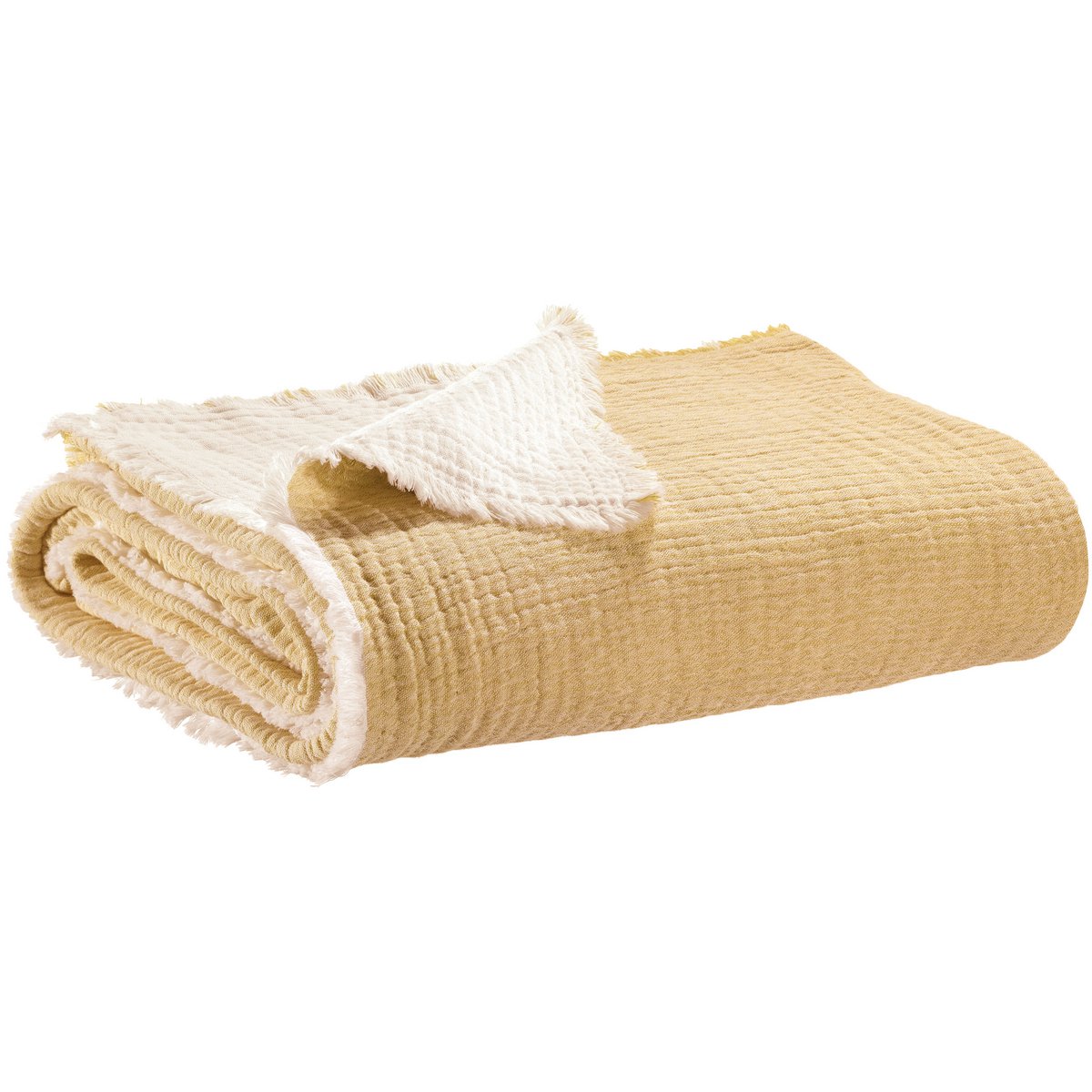 Emilio cotton bedspread in mirabelle, 260×260 cm