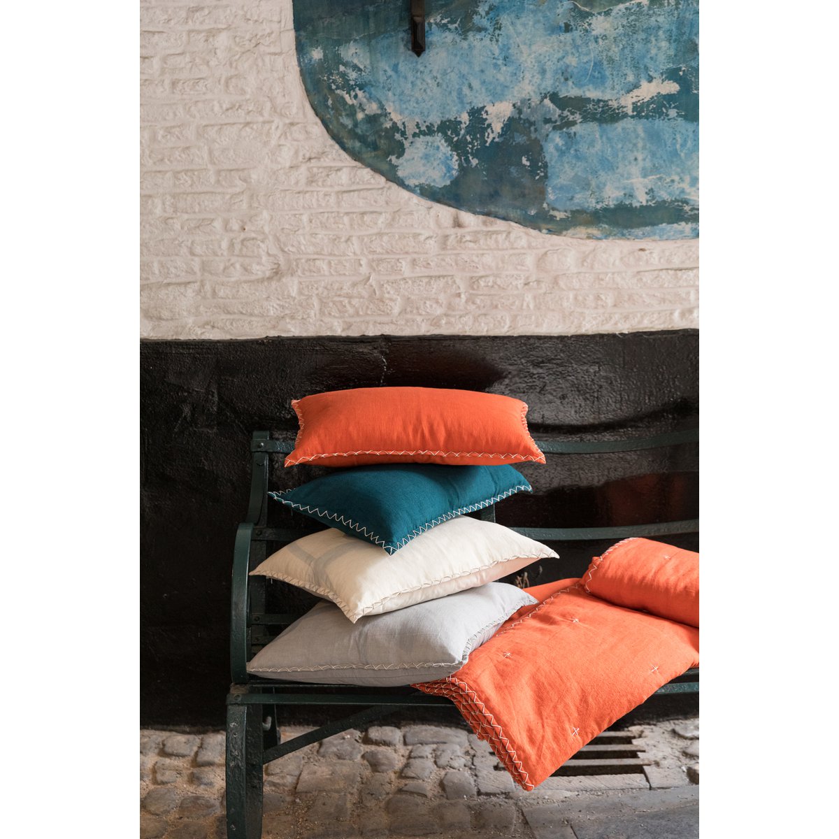 Nala-Kissen aus Baumwolle und Leinen in der Farbe „Perle“, 30 × 50 cm