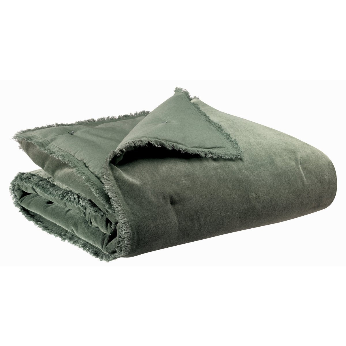 Fara cotton velvet bedspread in thyme, 260×260 cm