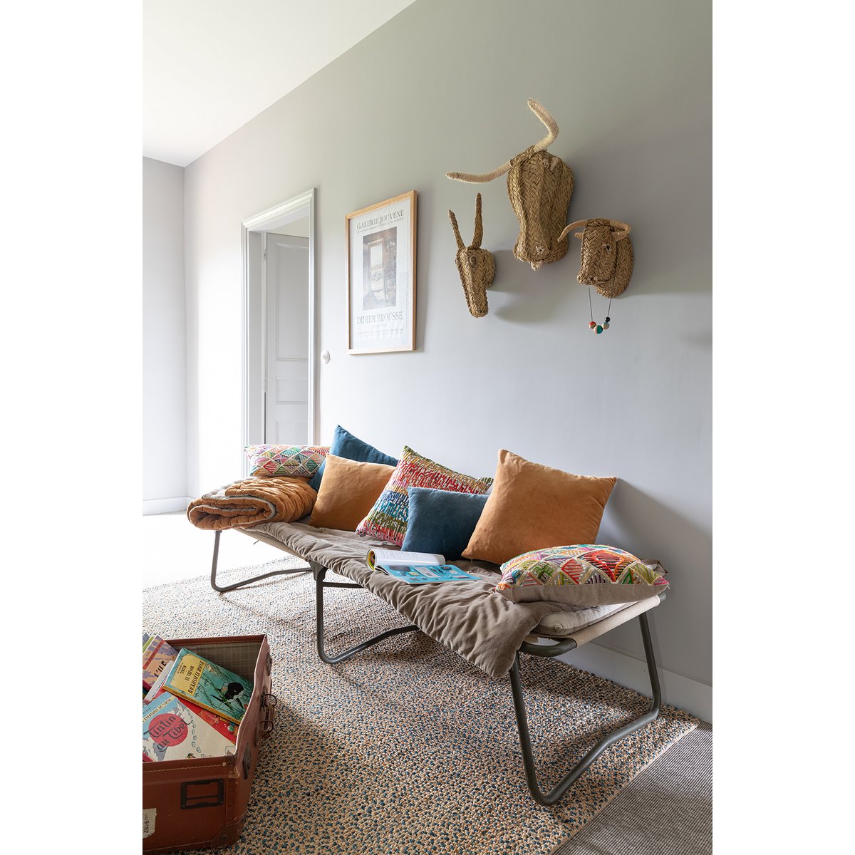 Coussin Elise en velours de coton, couleur ocre, 40 × 65 cm