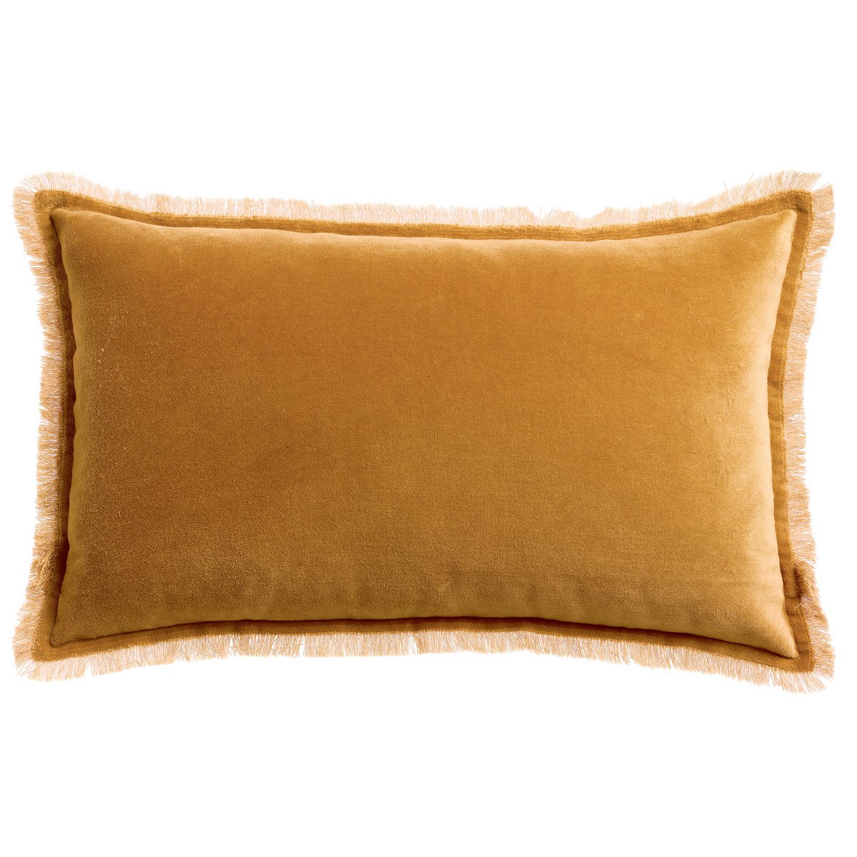 Fara cotton velvet cushion in cinnamon, 30×50 cm