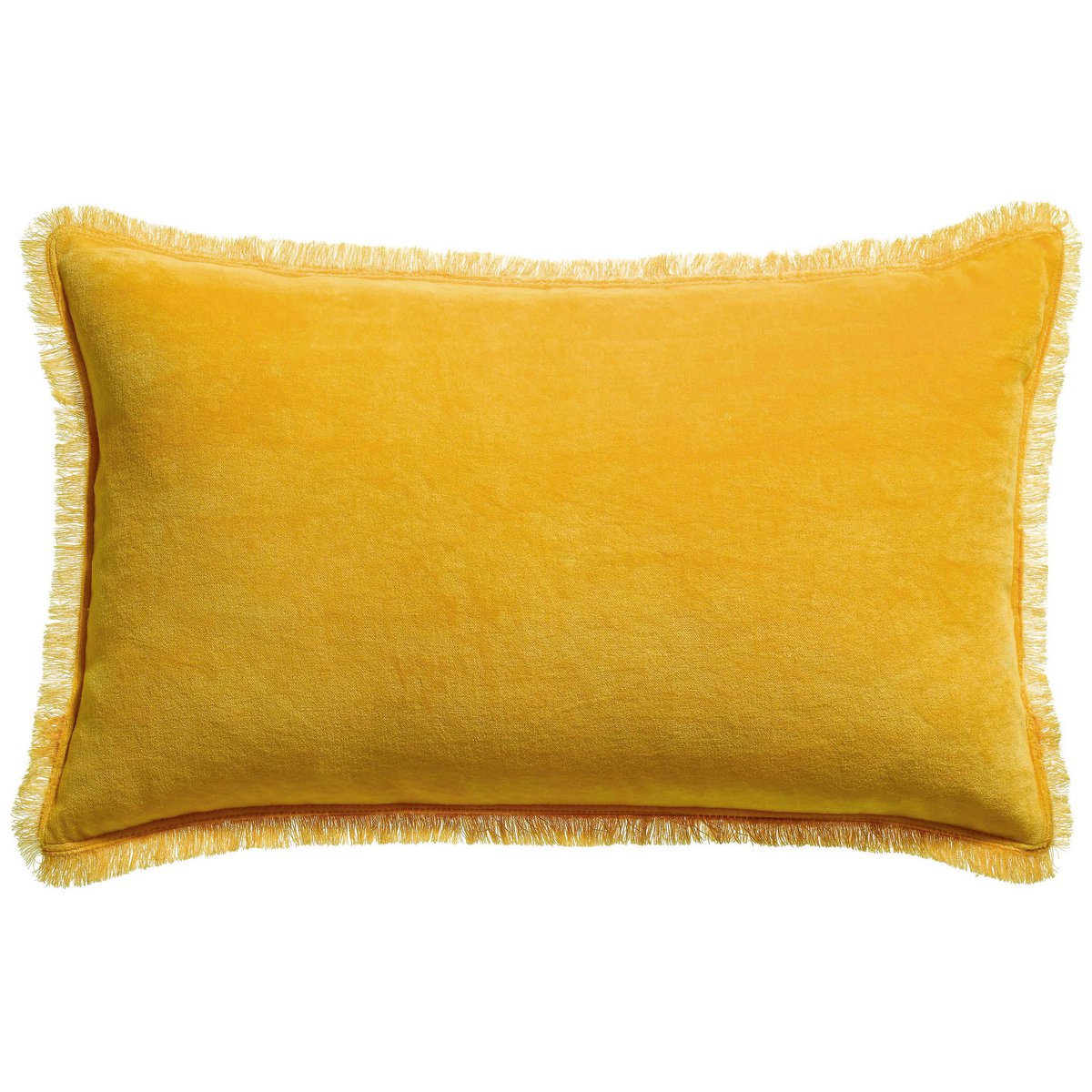 Fara cotton velvet cushion in curry, 30×50 cm