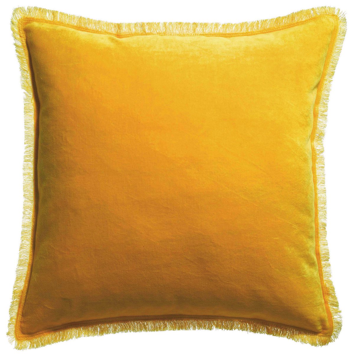 Fara cotton velvet cushion in curry, 45×45 cm