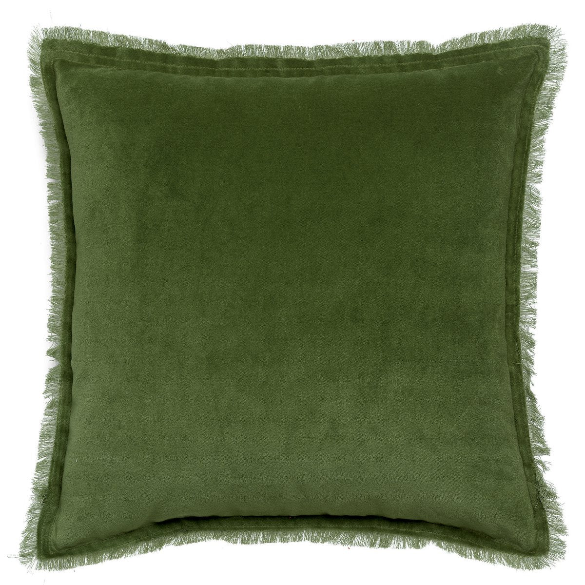 Fara cotton velvet cushion in eucalyptus, 45×45 cm