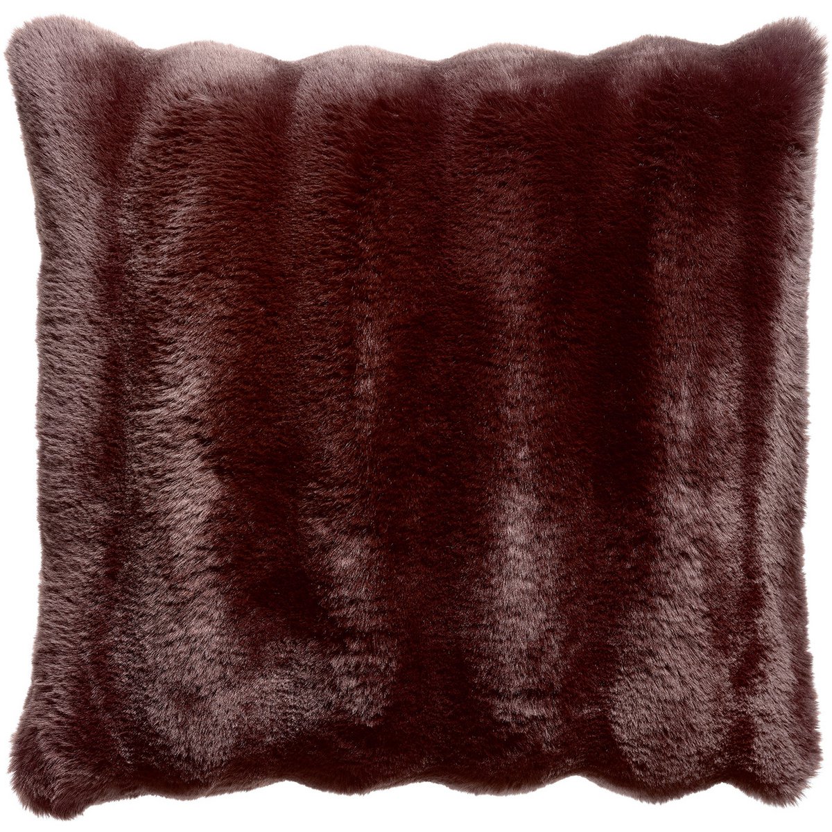 Kissen Astrid aus geripptem Polyester-Kunstfell in der Farbe Ebenholz, 45 × 45 cm