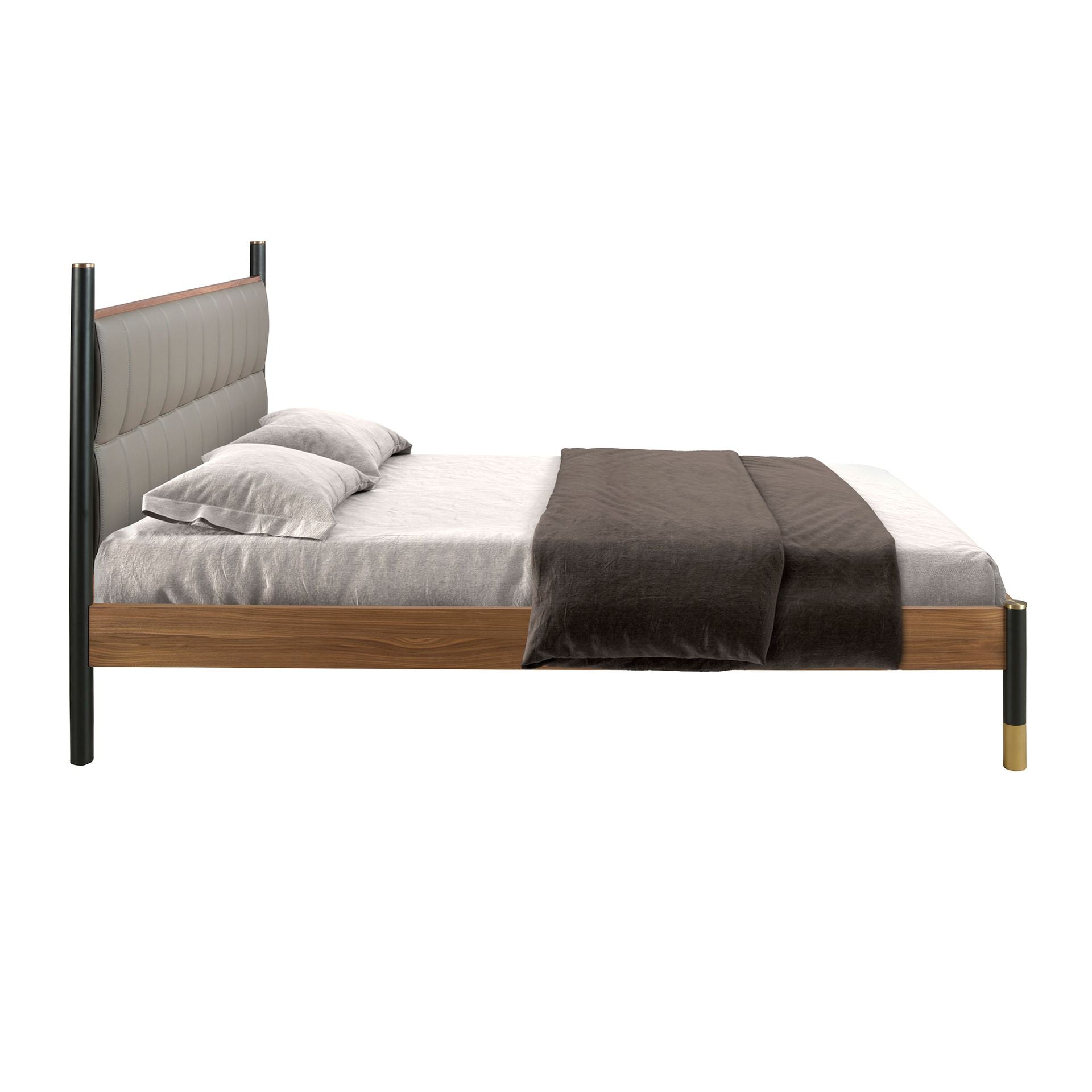 Polsterbett Mannheim von Maison de Cocon – Kunstleder, Farbe Grau, 160x200 cm, Seitenansicht