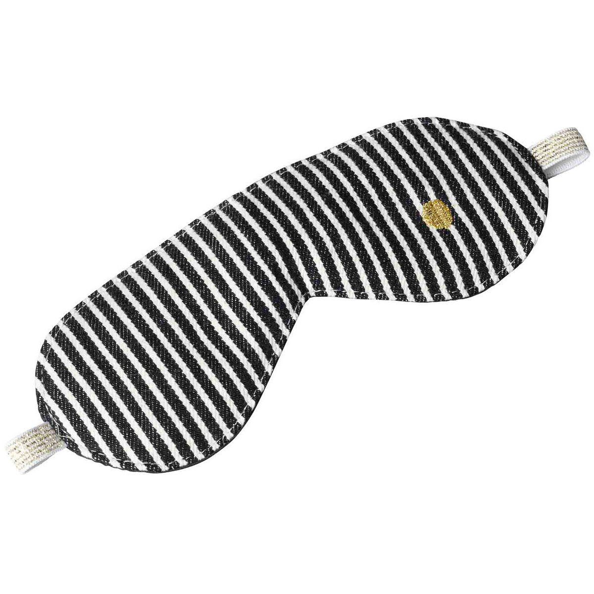 Basile-Schlafmaske mit schwarz-weißem Streifenmuster, einem goldenen Punkt und einem goldenen Gummiband, 8 × 20 cm