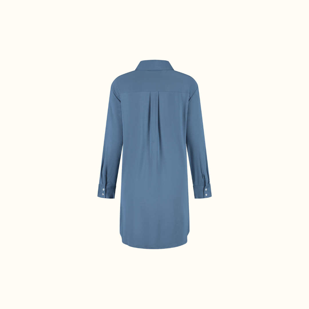 Back view of the Dark Blue nightgown on a plain background