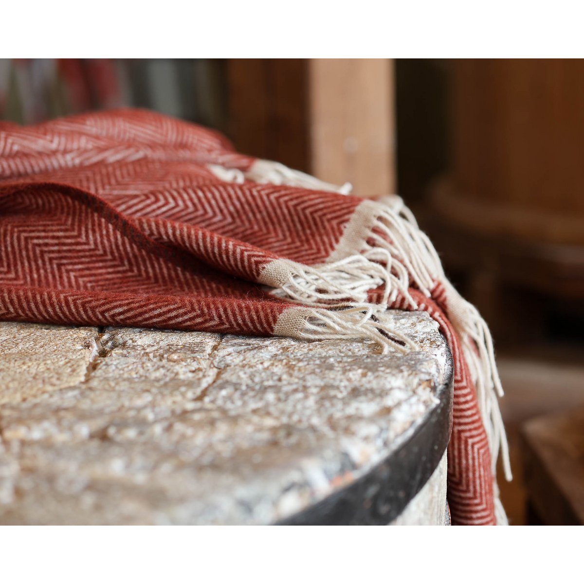 Detail of Denver throw's zigzag woven texture