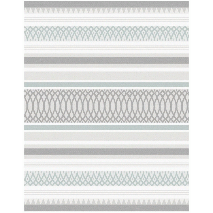 Fabric swatch of the Ugle throw showing its soothing green, grey, and white tones