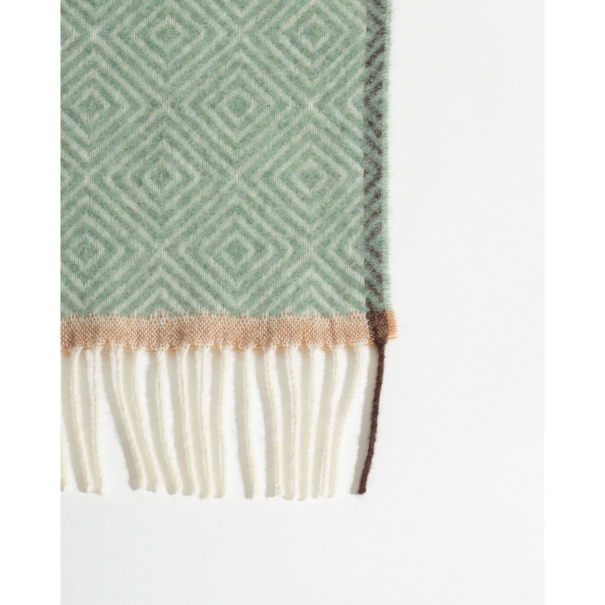 Close-up of Venezia throw's woven mint wool texture