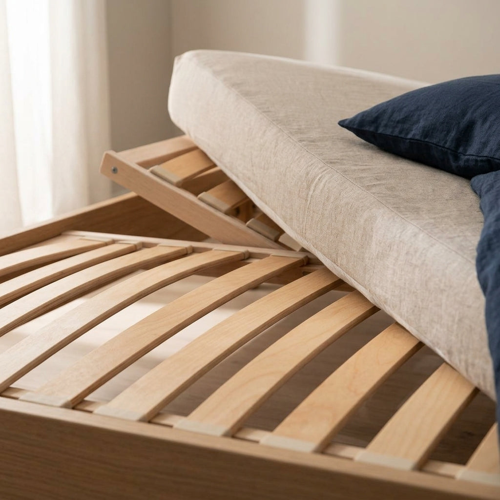 Verstellbarer Lattenrost mit angehobenem Kopfteil im Schlafzimmer