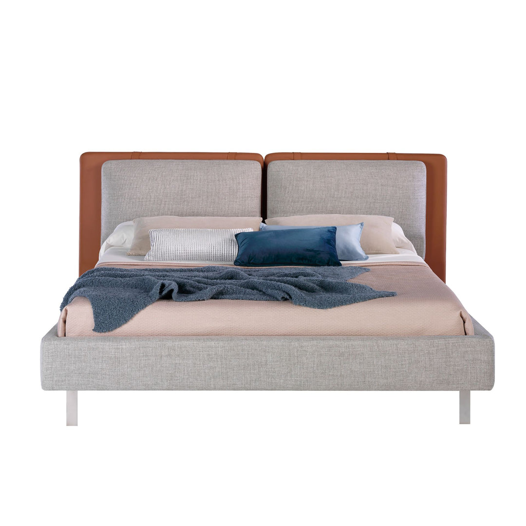 Bielefeld 180x200 Polsterbett MaterialMix LENO color braun grau front