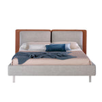 Bild in Galerie anzeigen, Bielefeld 180x200 Polsterbett MaterialMix LENO color braun grau front