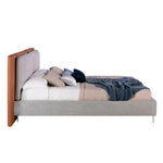 Bild in Galerie anzeigen, Bielefeld 180x200 Polsterbett MaterialMix LENO color braun grau side