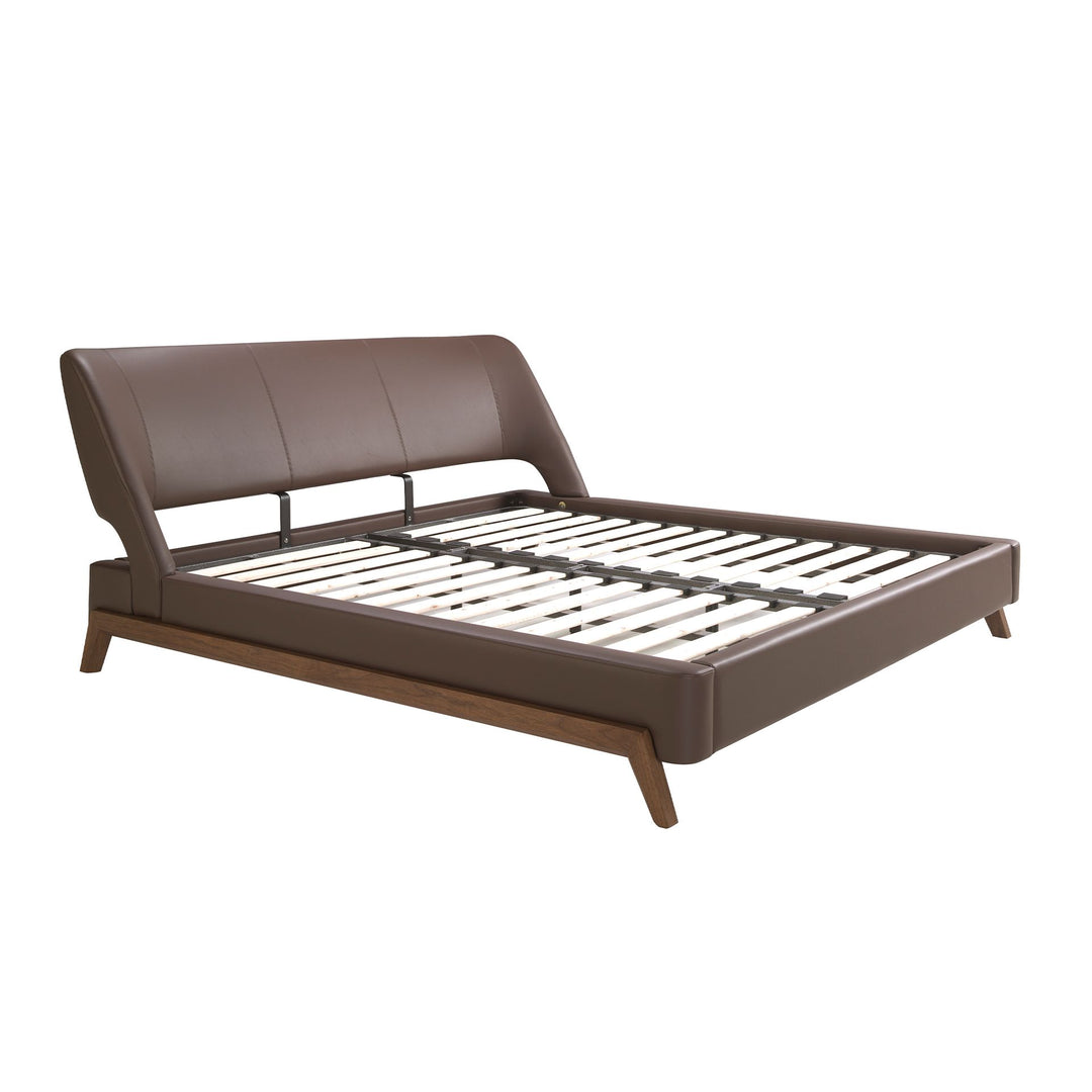 Bochum 180x200 Polsterbett Kunstleder LENO color Nussbraun frame