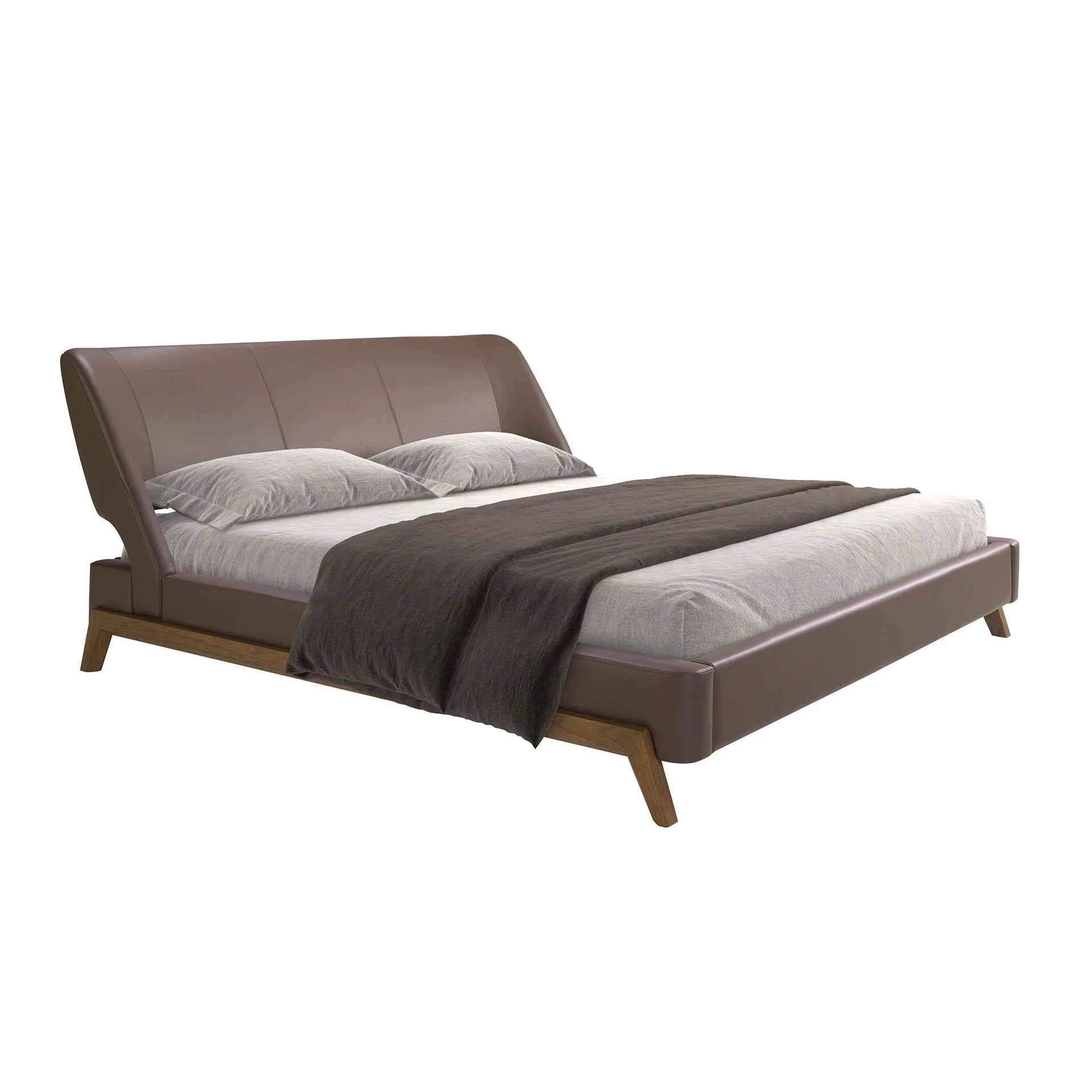 Bochum 180x200 Polsterbett Kunstleder LENO color Nussbraun main