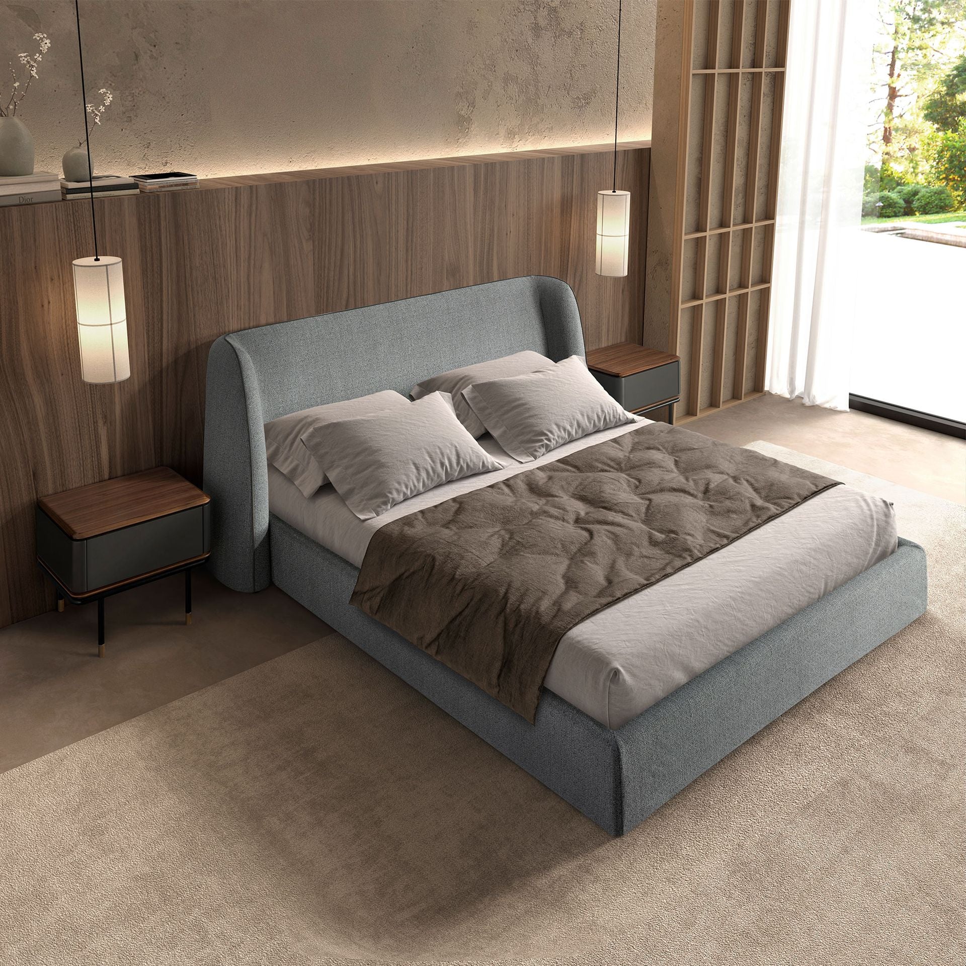 Bonn 180x200 Polsterbett Webstoff WEVO color Grau top