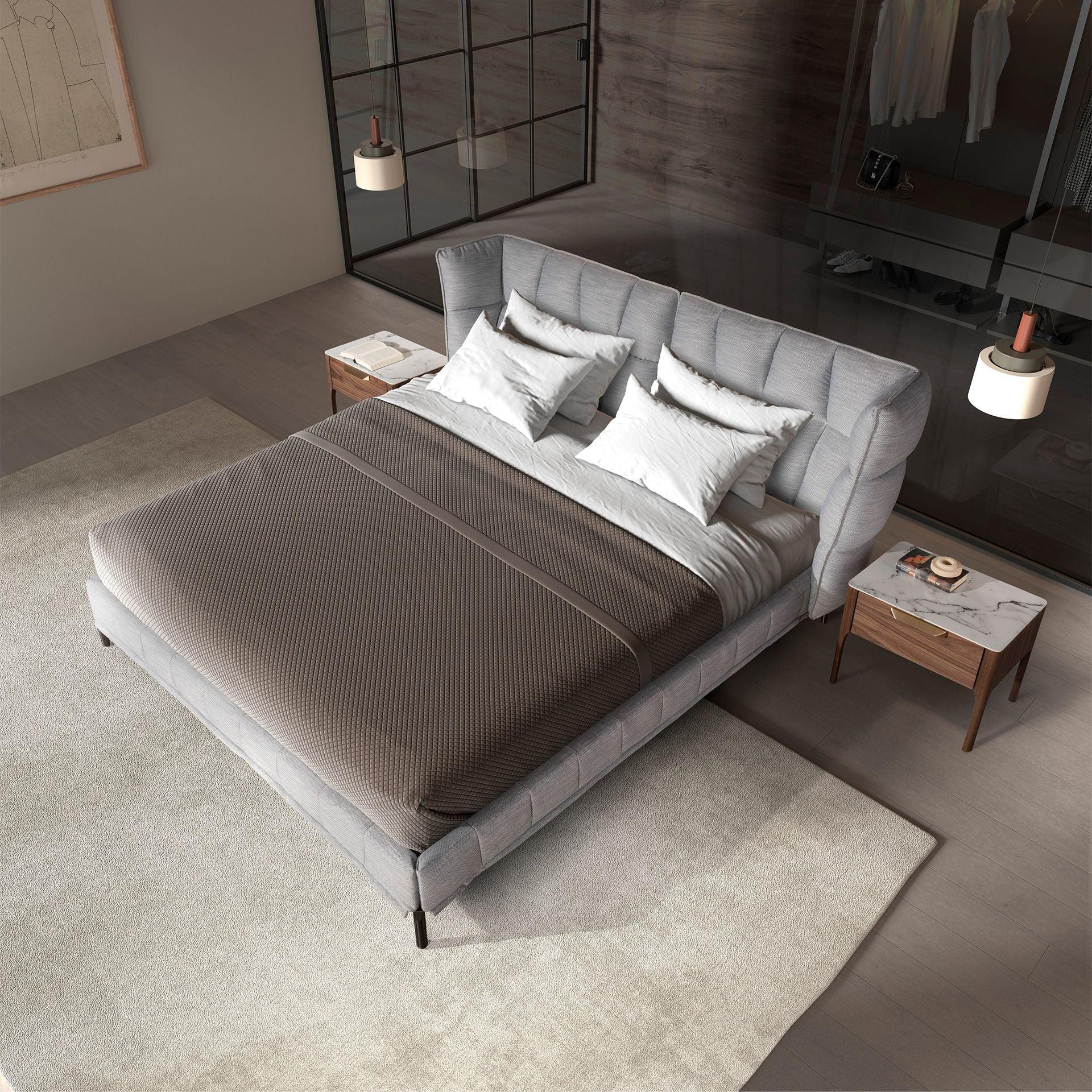 Dortmund 180x200Polsterbett Stoff RIVA color blaugrau top