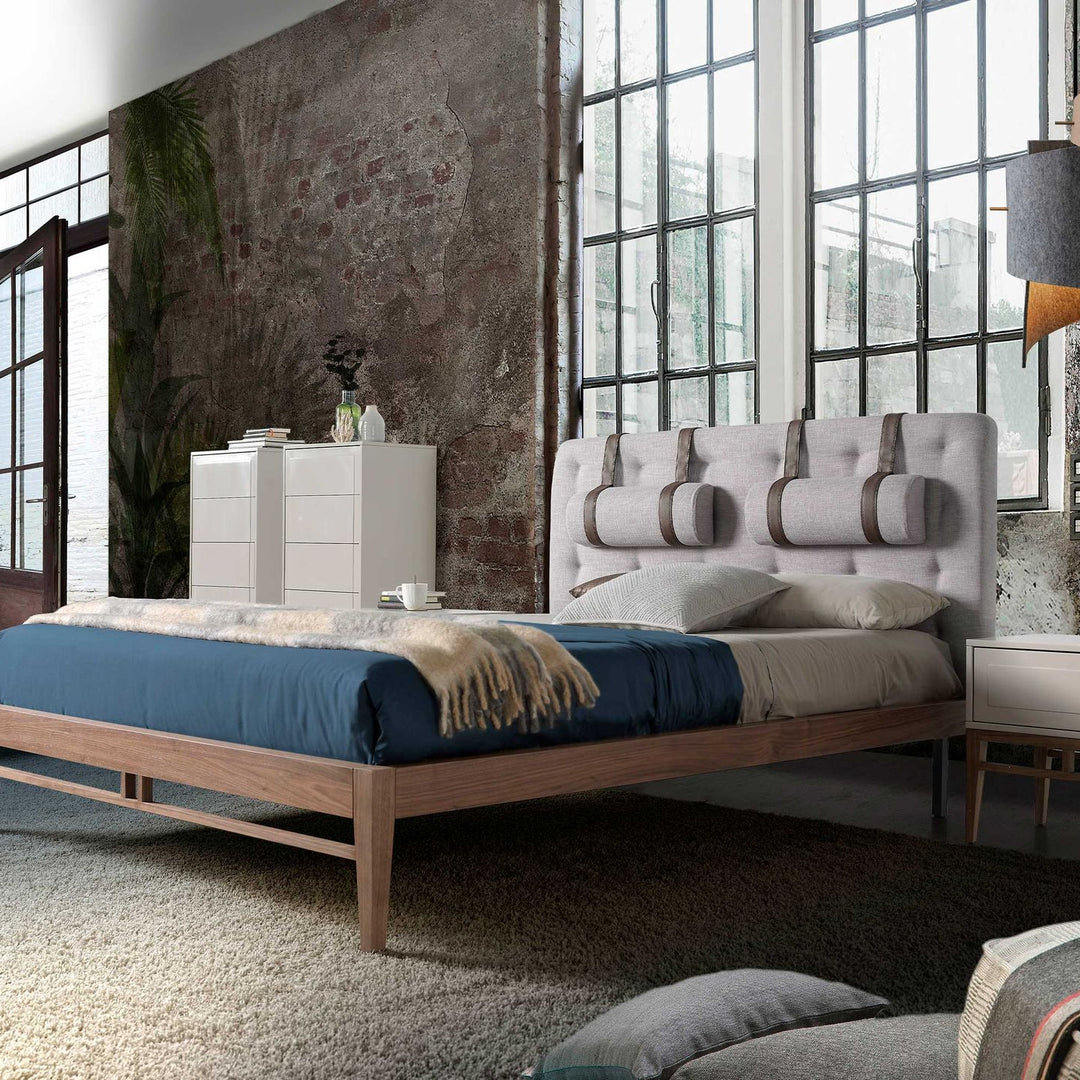 Frankfurt 160x200 Polsterbett Webstoff WEVO color Warmgrau front 02