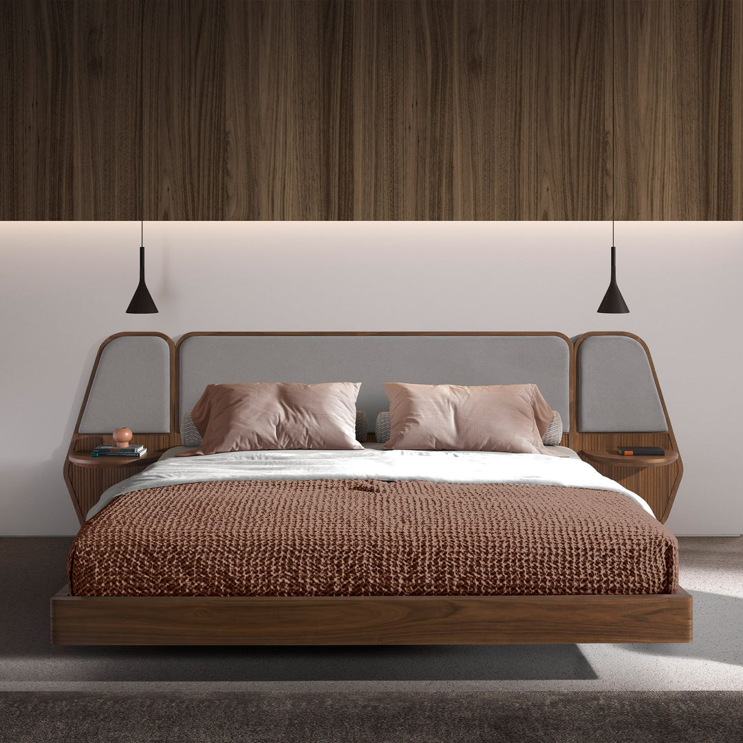 Kiel 180x200 Polsterbett MaterialMix LENO color Walnussgrau front 02
