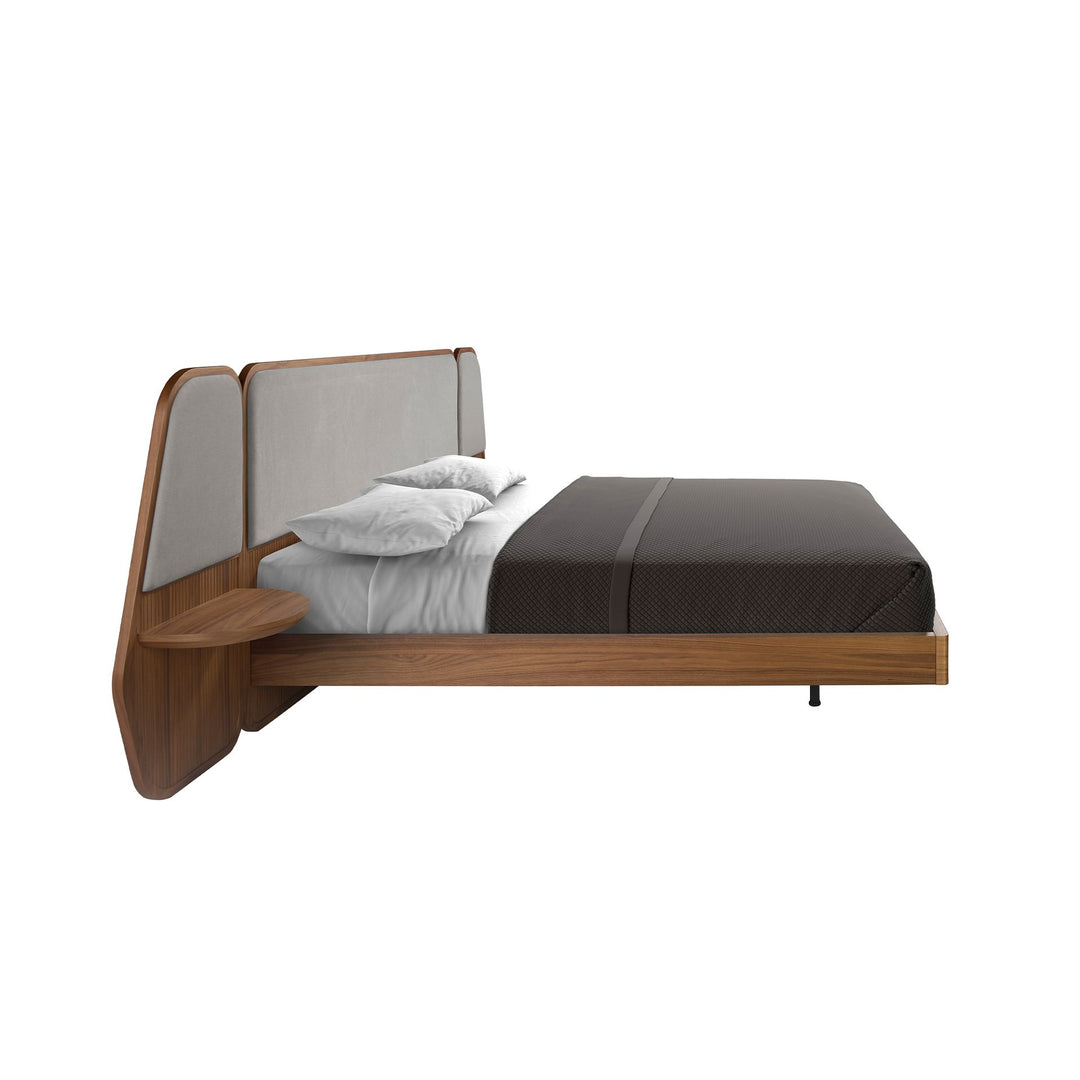 Kiel 180x200 Polsterbett MaterialMix LENO color Walnussgrau side
