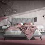 Bild in Galerie anzeigen, Muenchen 180x200 Polsterbett Stoff LINA color hellgrau front 02