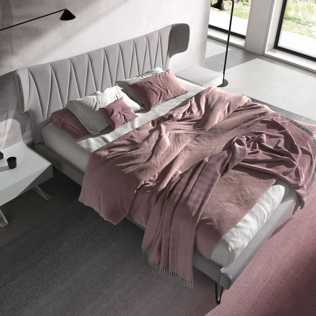 Muenchen 180x200 Polsterbett Stoff LINA color hellgrau top
