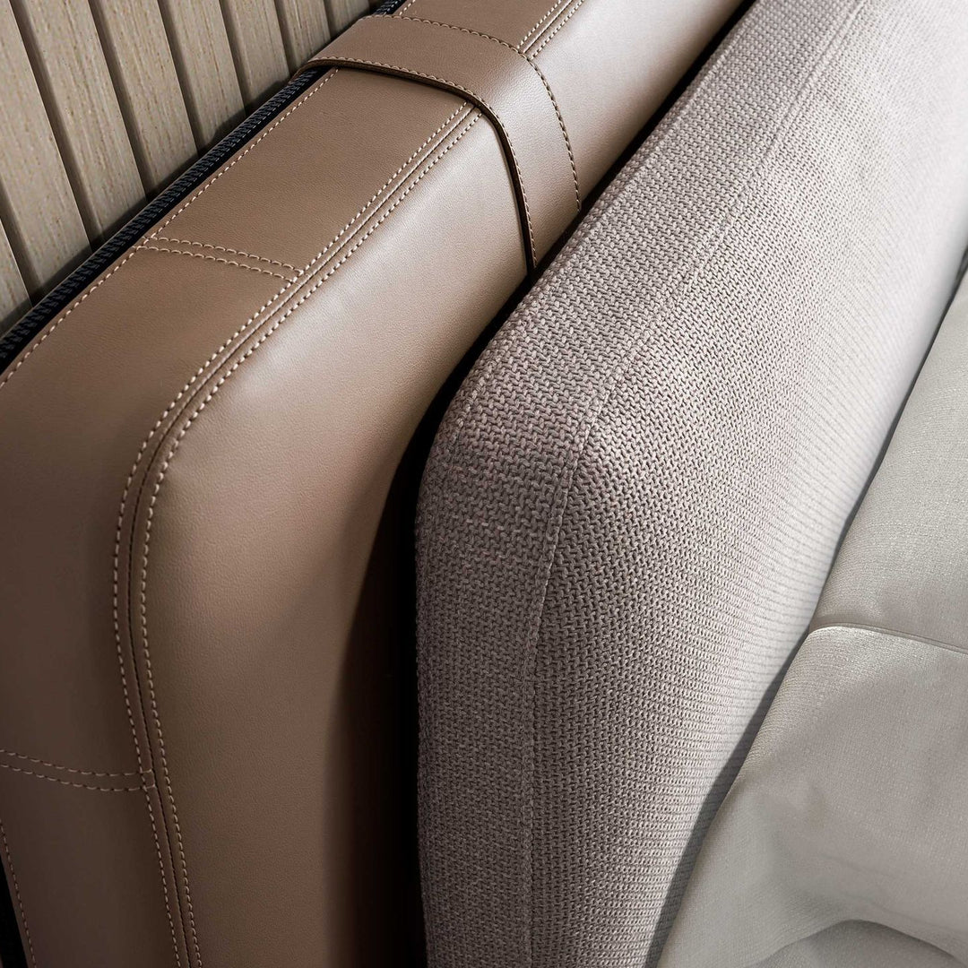 Stuttgart 180x200 Polsterbett MaterialMix LENO color mink grau detail