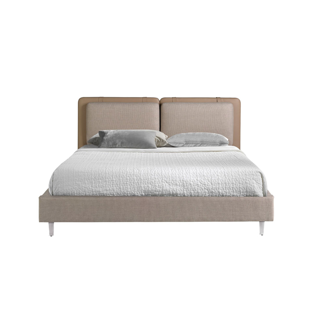 Stuttgart 180x200 Polsterbett MaterialMix LENO color mink grau front
