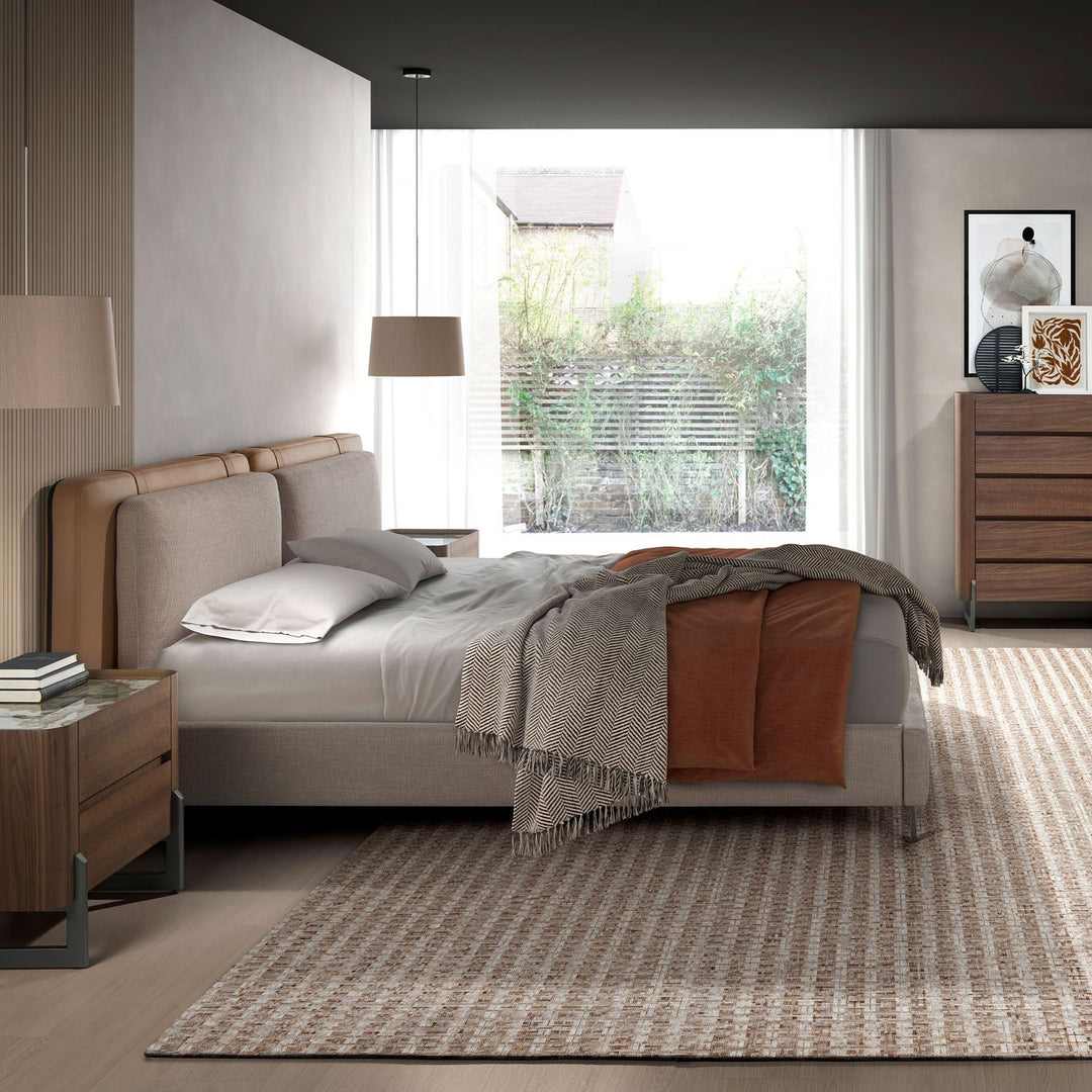 Stuttgart 180x200 Polsterbett MaterialMix LENO color mink grau side