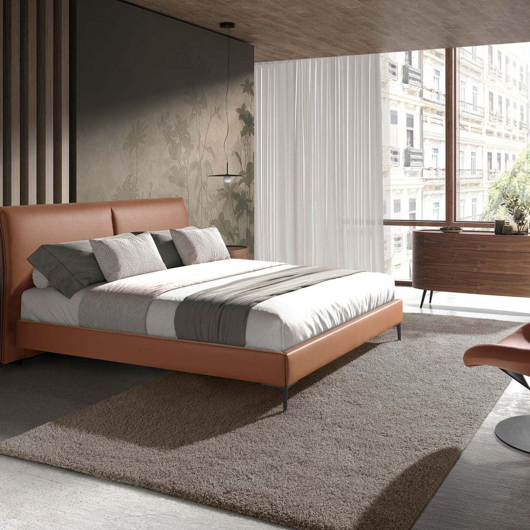 Wiesbaden 180x200 Polsterbett Kunstleder LENO color braun main 02