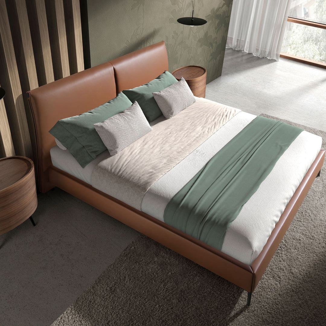 Wiesbaden 180x200 Polsterbett Kunstleder LENO color braun top