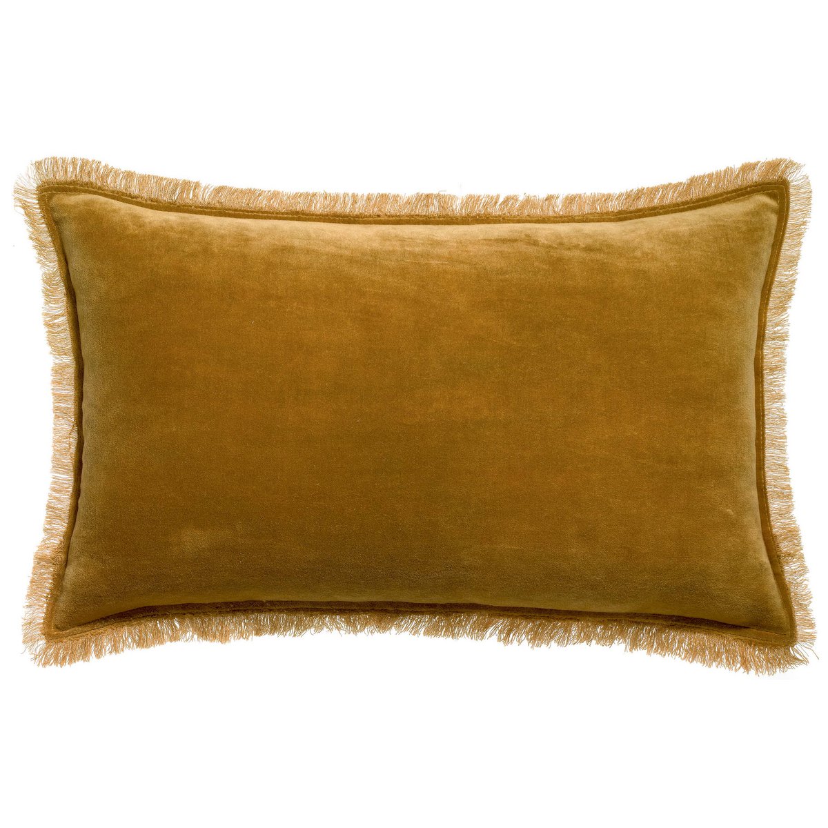 Fara cotton velvet cushion in bronze, 30×50 cm