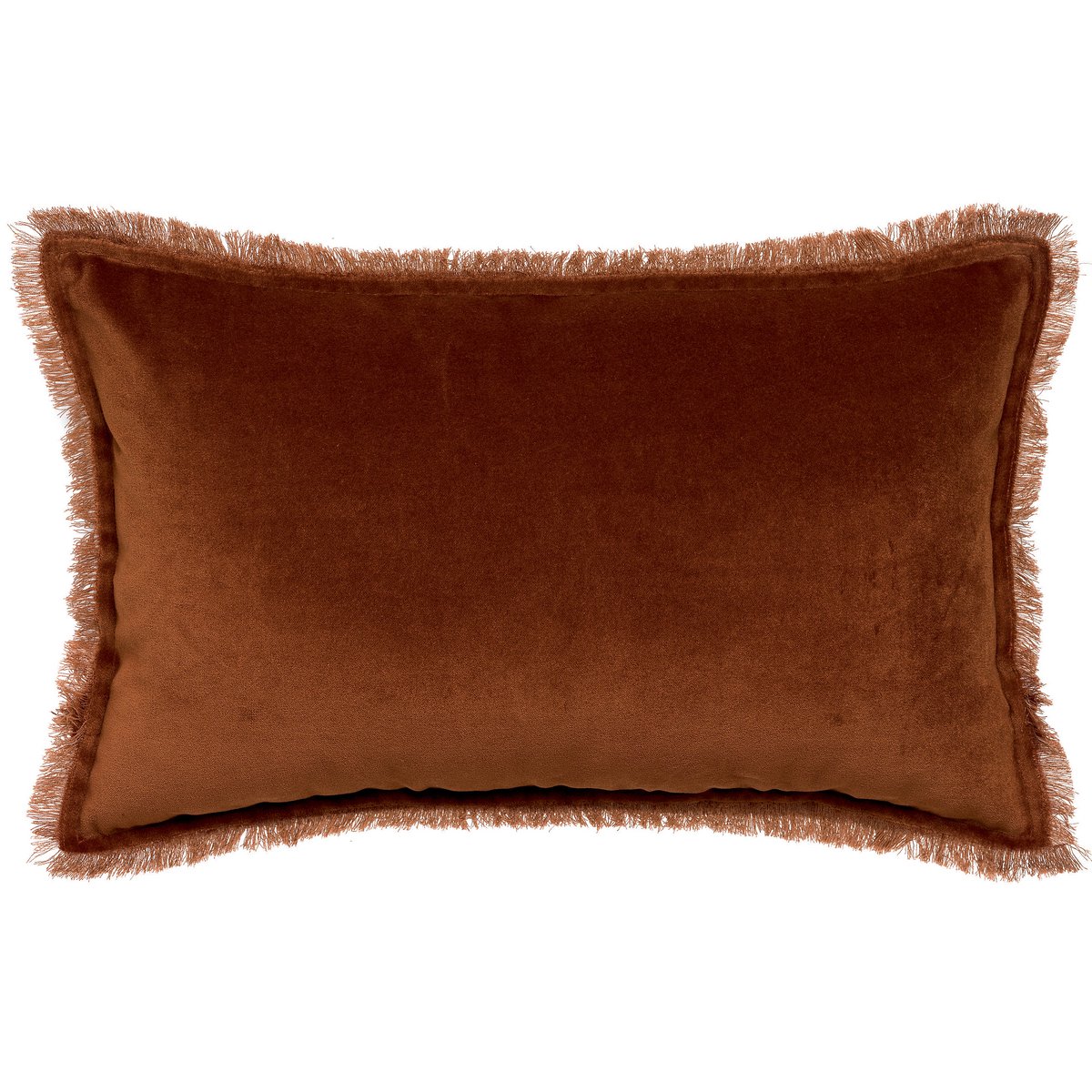 Fara cotton velvet cushion in caramel, 30×50 cm