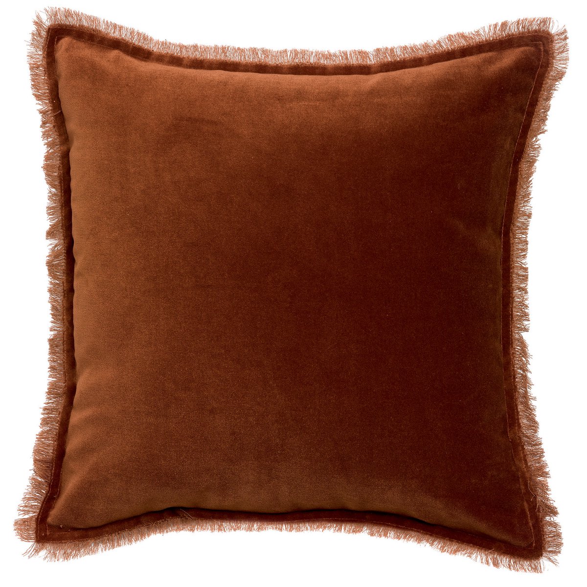 Fara cotton velvet cushion in caramel, 45×45 cm