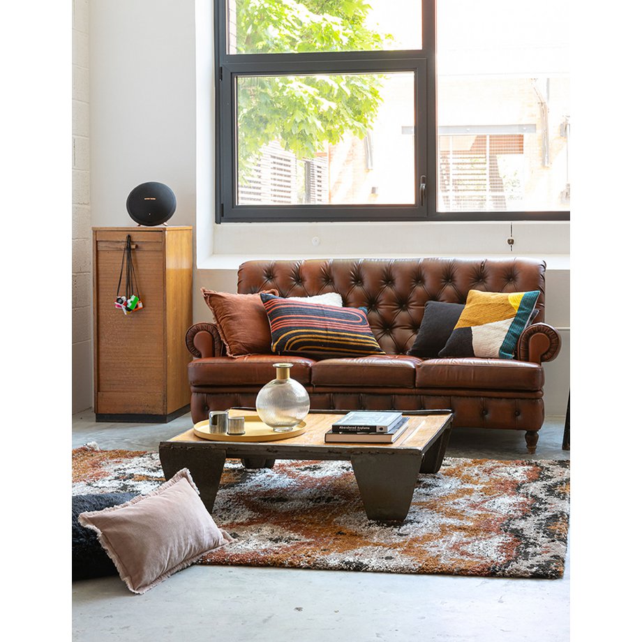 Fara cotton velvet cushion in caramel, 45×45 cm