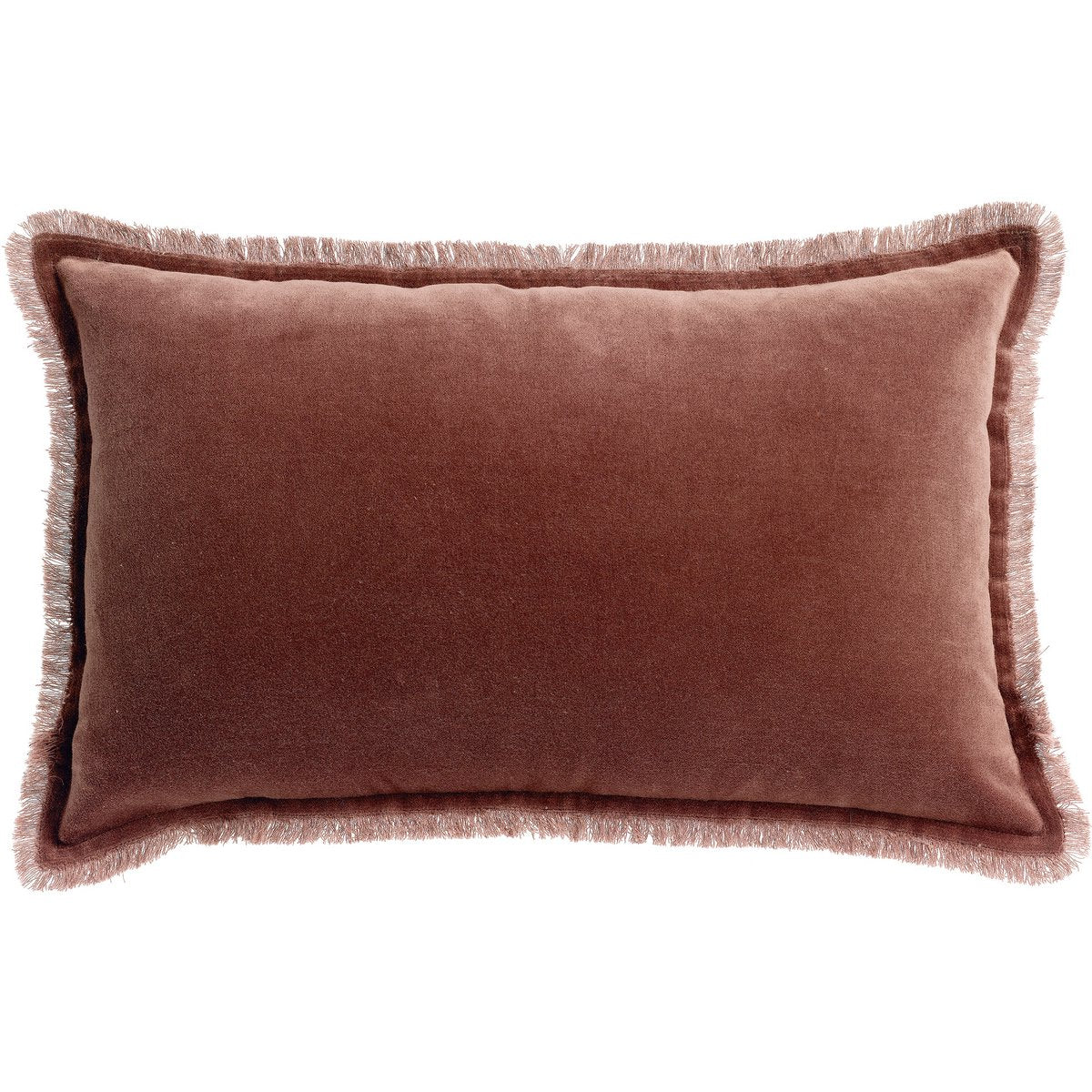 Fara cotton velvet cushion in coffee, 30×50 cm