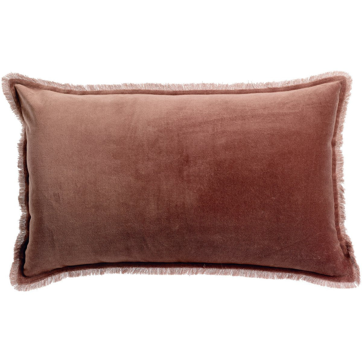Fara cotton velvet cushion in coffee, 40×65 cm