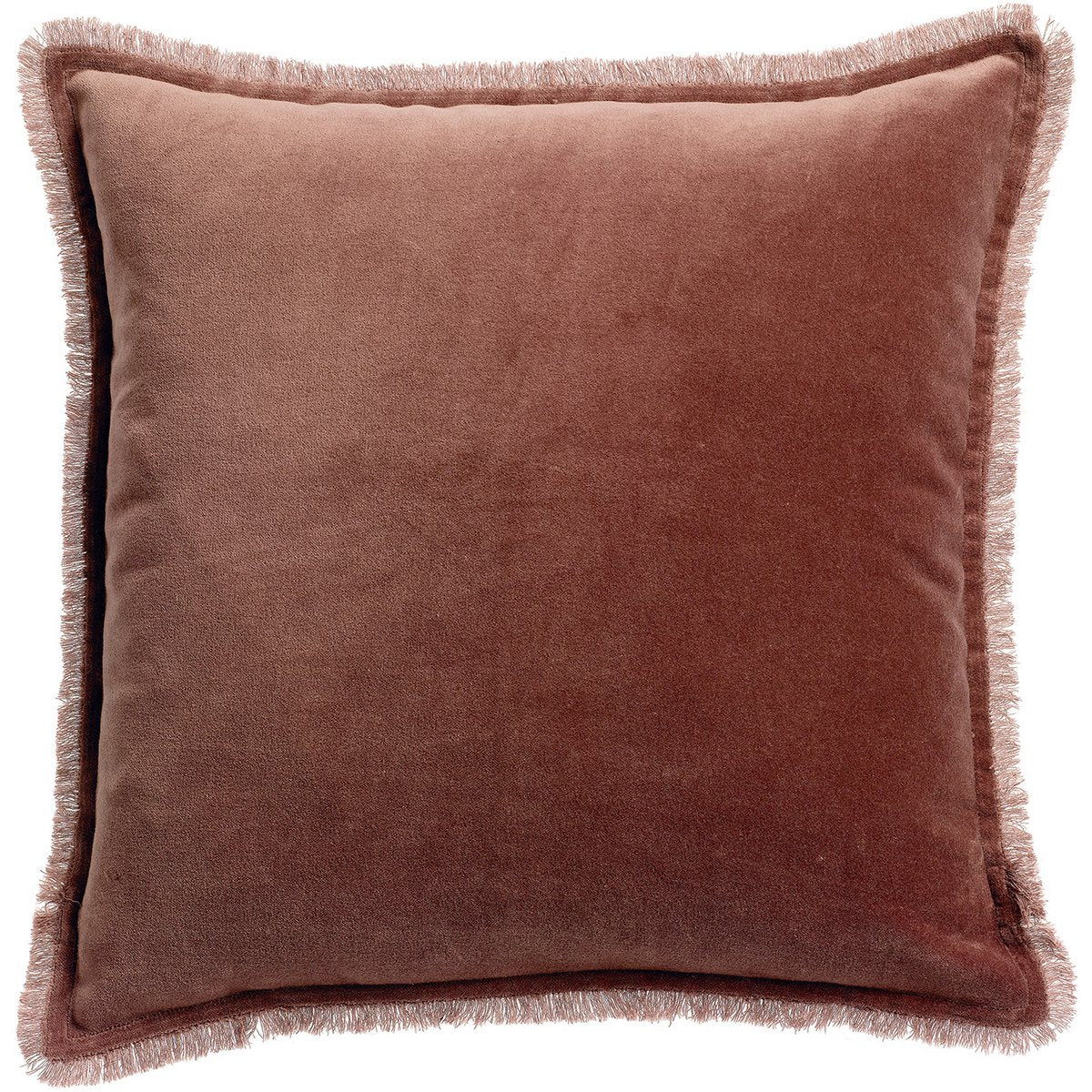 Fara cotton velvet cushion in coffee, 45×45 cm