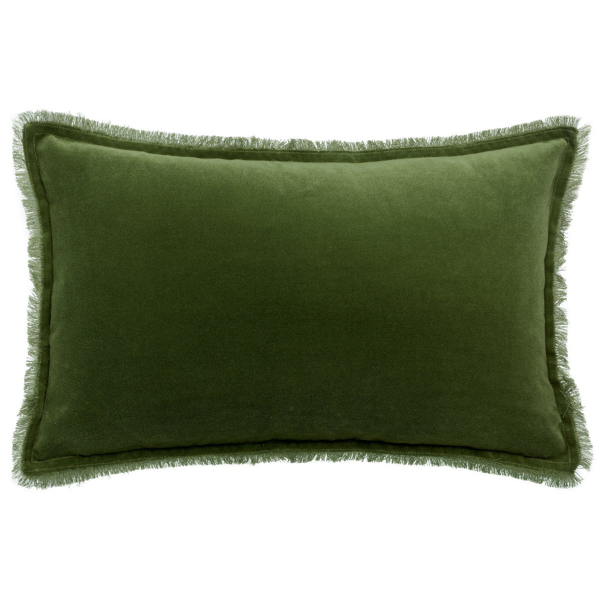 Fara cotton velvet cushion in eucalyptus, 30×50 cm