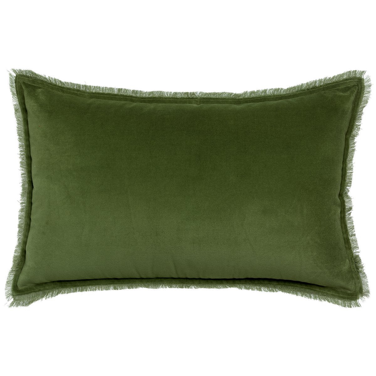 Fara cotton velvet cushion in eucalyptus, 40×65 cm