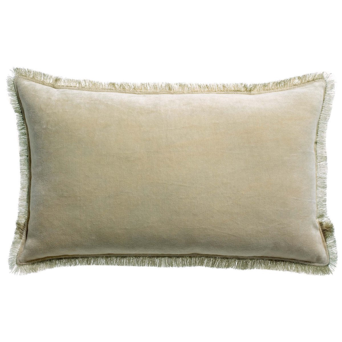 Fara cotton velvet cushion in flax, 30×50 cm