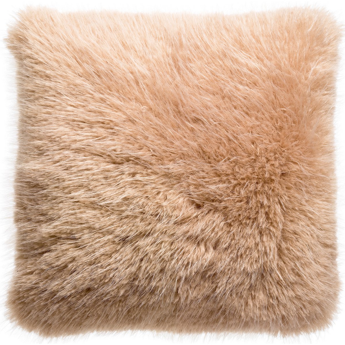 Betani polyester faux fur cushion in nutmeg, 45×45 cm