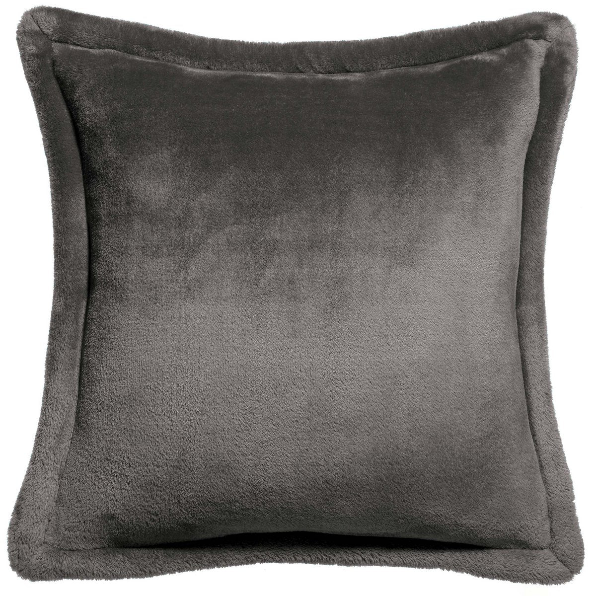 Weiches Kissen aus Polyester-Mikrofaser in der Farbe Asphalt, 50 × 50 cm